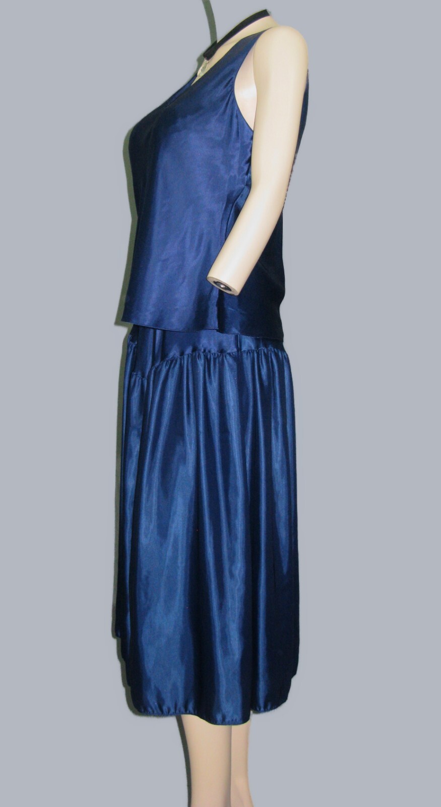 EmbellyShmentz~Vintage Shiny Plush Satin 2 Pc Slip Set Half Slip Med Cami Sz 38