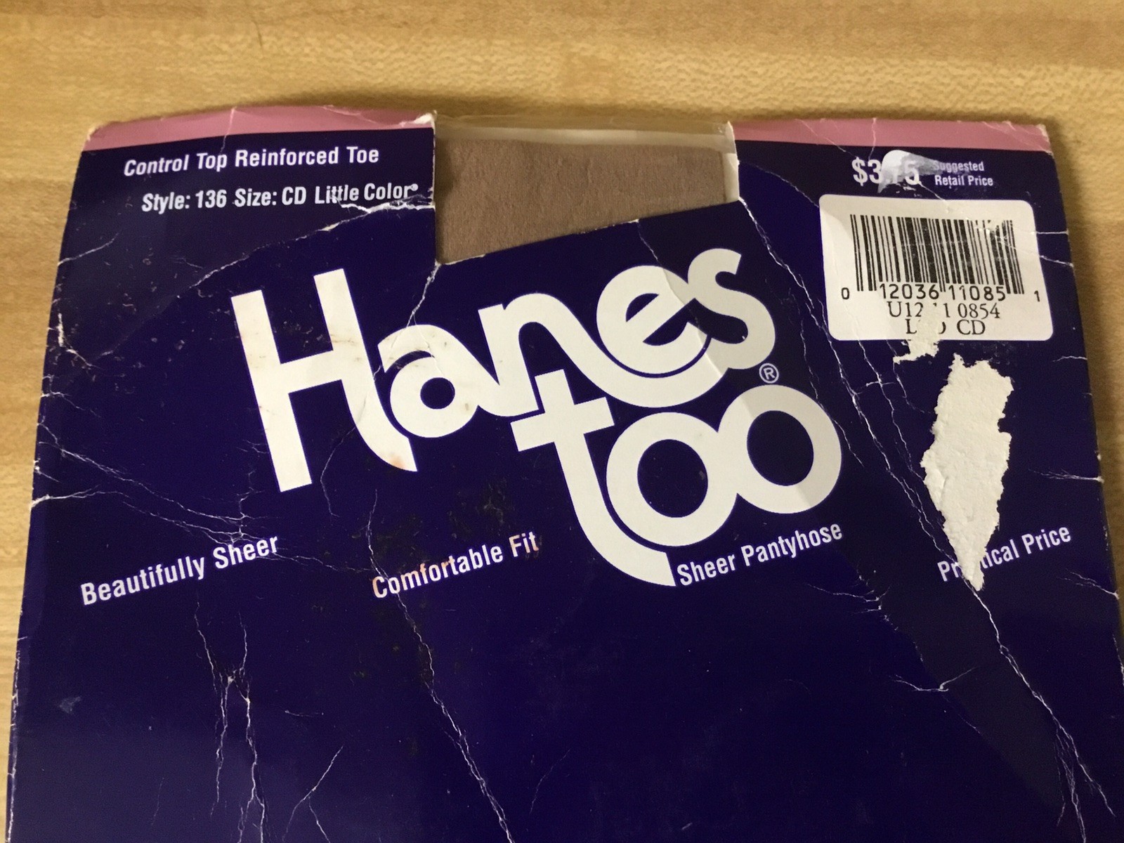 New Vintage (1993) Hanes Too Sheer Pantyhose Size Cd Little Color Control Top