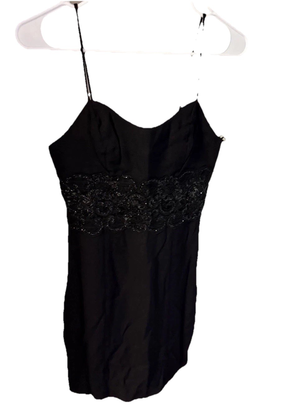 DE LARU Vintage 90s/y2K Lace Cut Out Black Mini Dress Juniors 5/6. Party