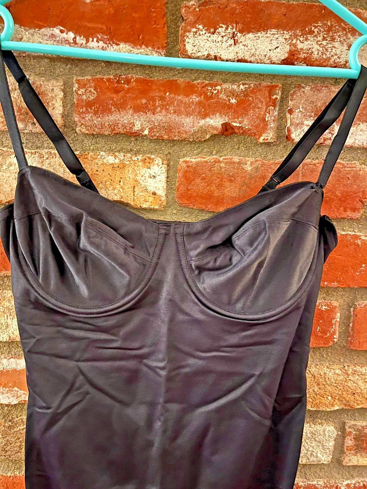 Lot of 2 (1 Shown Here) Vintage 1990s Nancy Ganz Black Body Slips, Sz 38B & 38C