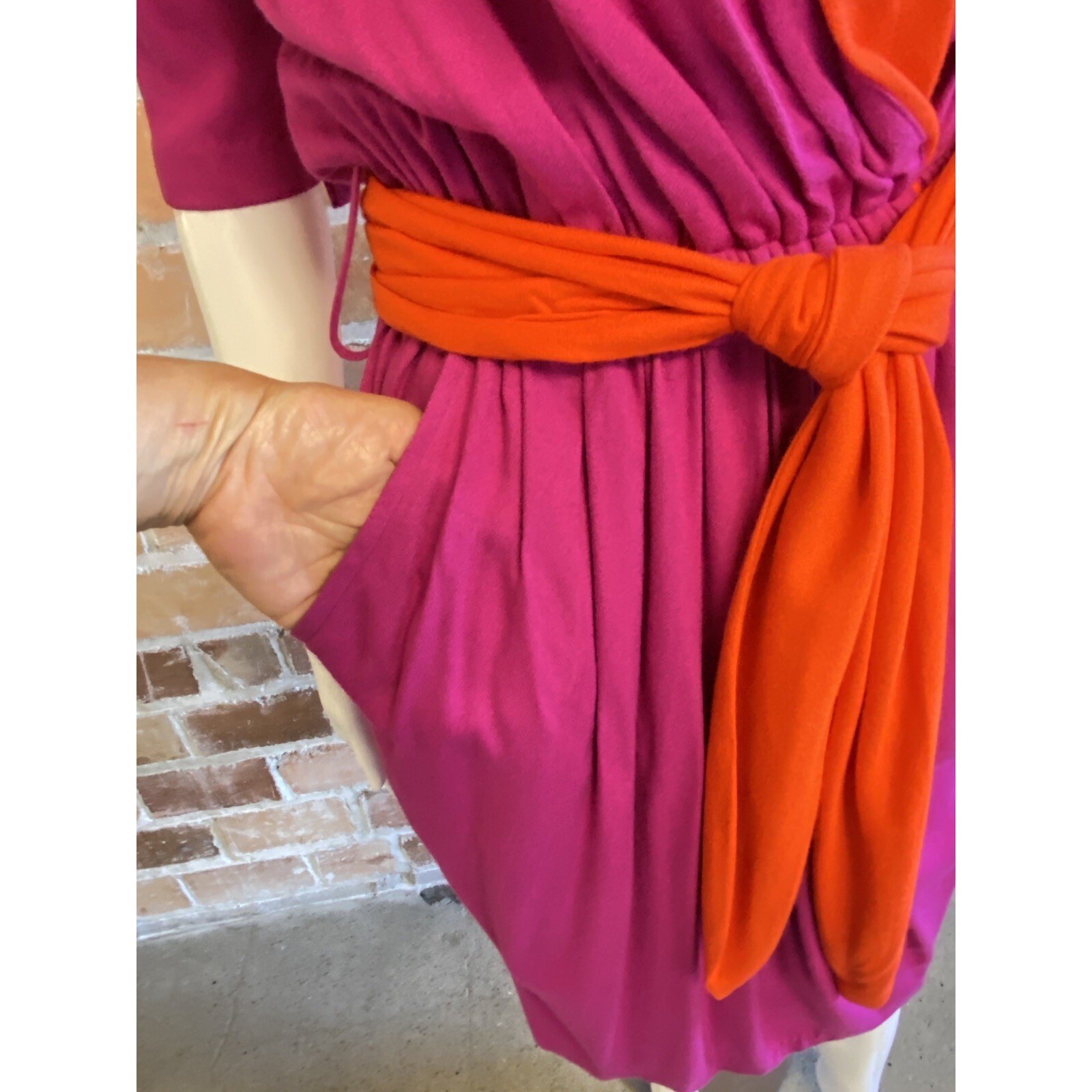 Vintage NWT KAREN KANE Designer Pocketed Wrap Dress Red Pink Size 6 RN59168