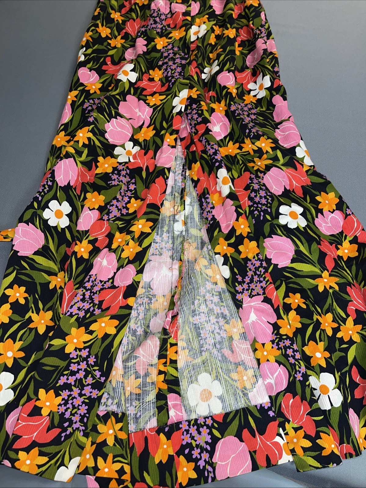 Vintage 1960s 70s McMullen Sportswear Floral Maxi Skirt With Belt 22” Waist