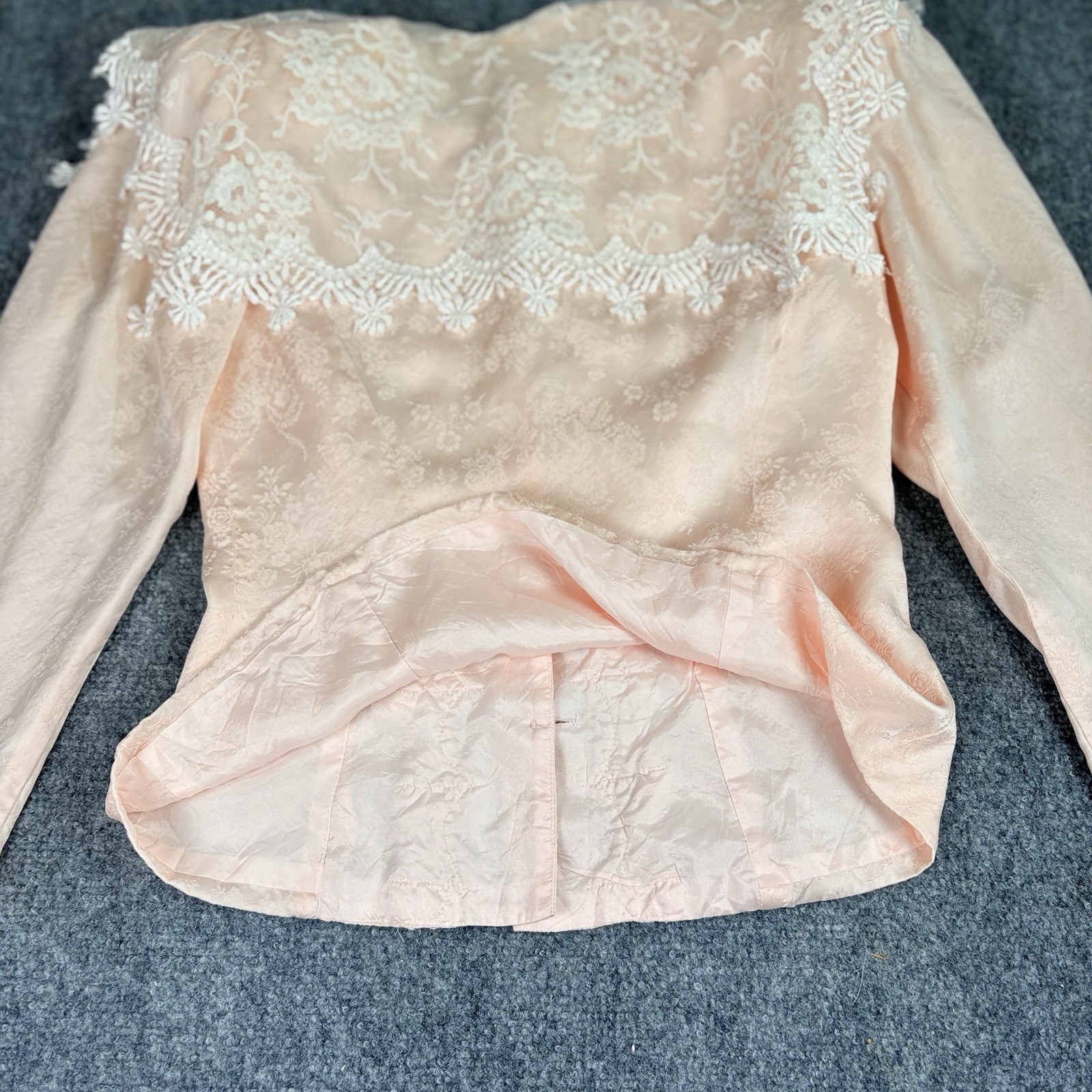 VTG 80’s Jessica McClintock Blouse 8 Pink Lace Pearl Buttons Victorian Cottage
