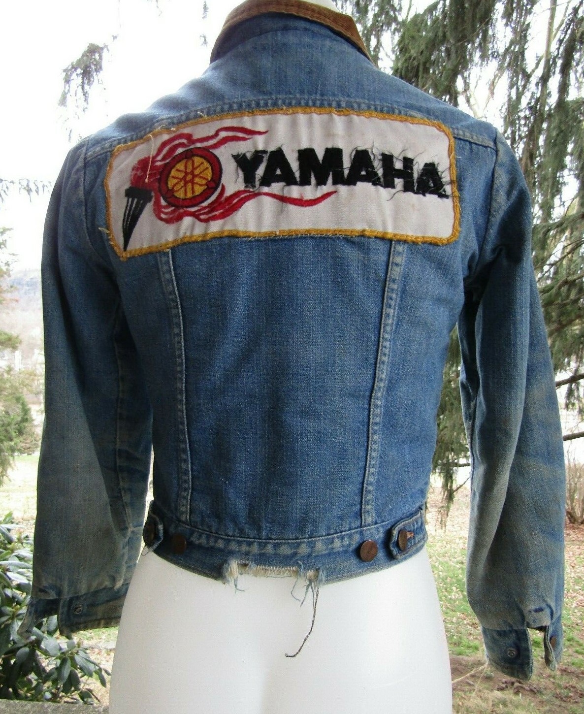 Vintage 1970s Blue Bell Maverick Fleece Lined Yamaha Blue Jean Jacket Size 14 #2