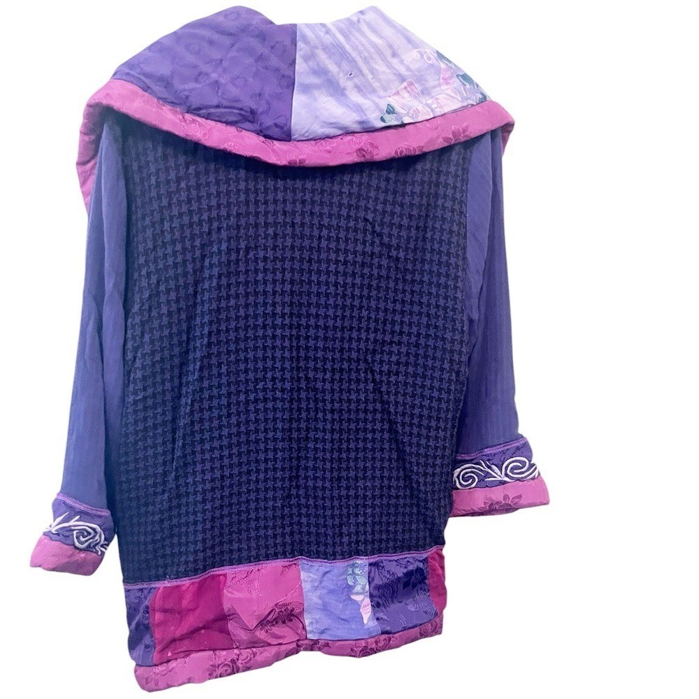 Faith Vintage 90s Patchwork Handmade Cardigan Kimono Jacket Purple & Magenta
