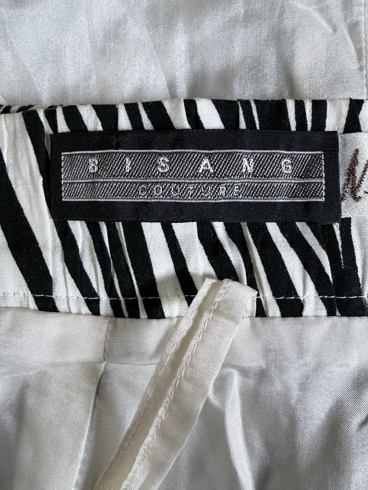 Vintage Bisang Couture Neiman Marcus XS Pencil Skirt Black White Zebra Print