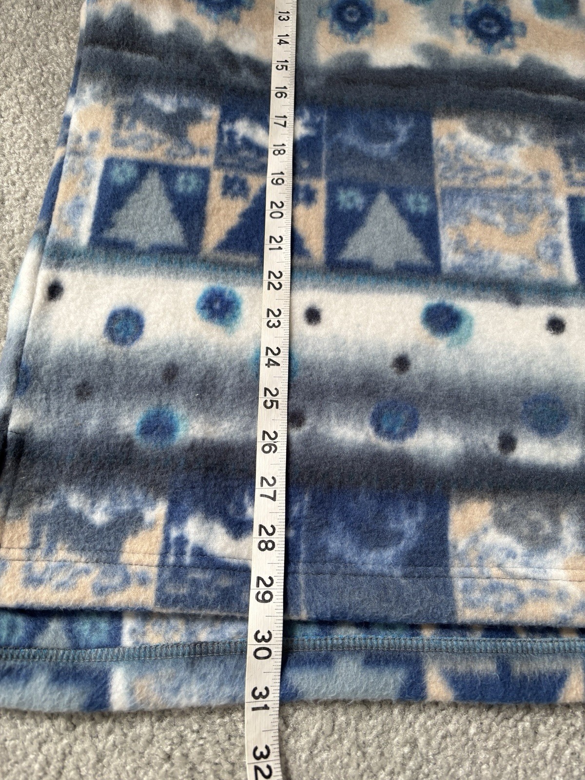 Vintage Lavon Sport Blue Pattered Fleece Pullover Size Large