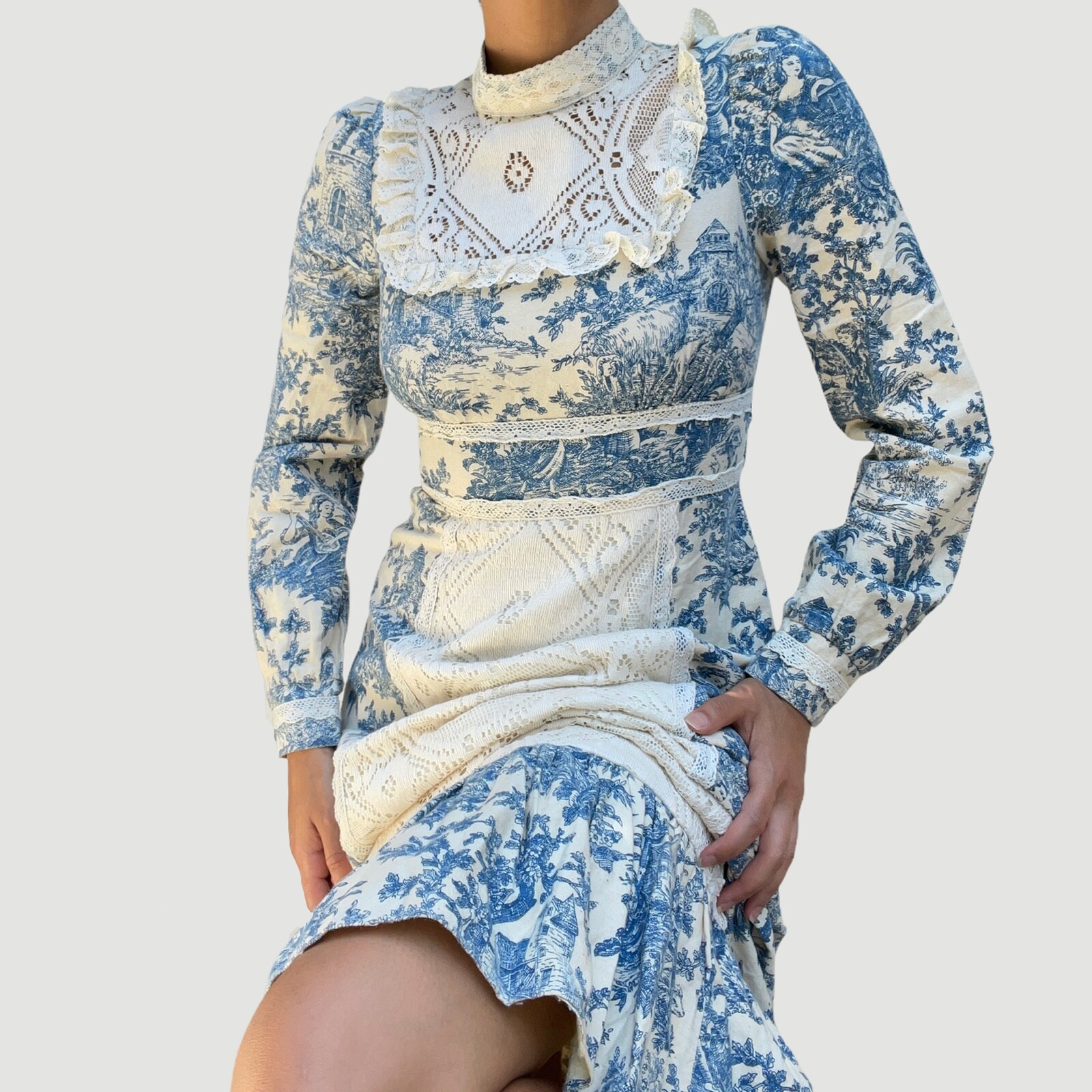RARE Vintage 1970’s Gunne Sax Jessica Mcclintock Toile De Jouy Dress, stunning!!