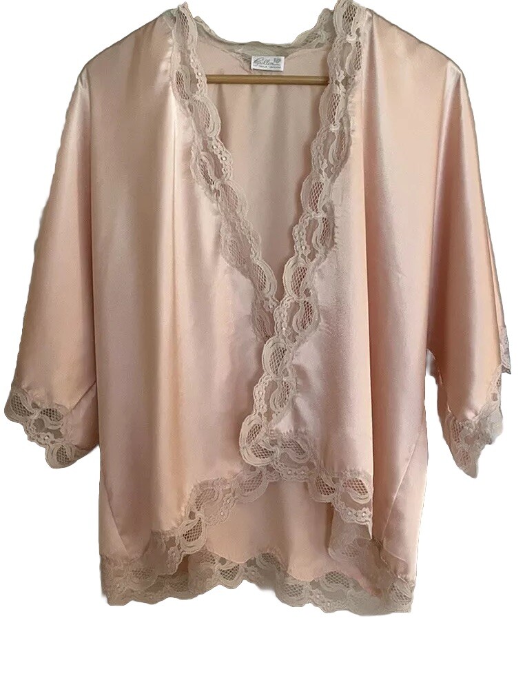 Vintage Papillon Paula Carbone Open Peignoir Wear Over Negligee Nightgown Pink