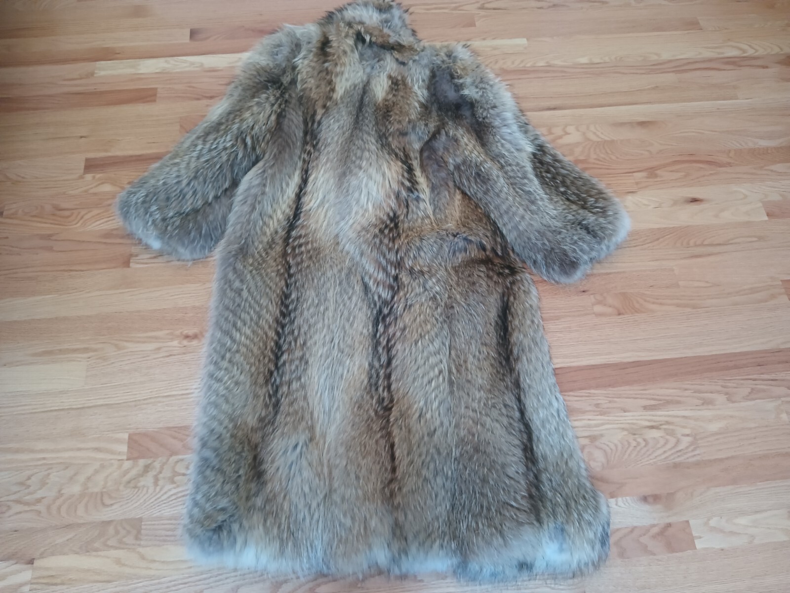 ADOLFO Bold Beauty Collared Feathered Finnish Raccoon Fur Coat Full Length Plus