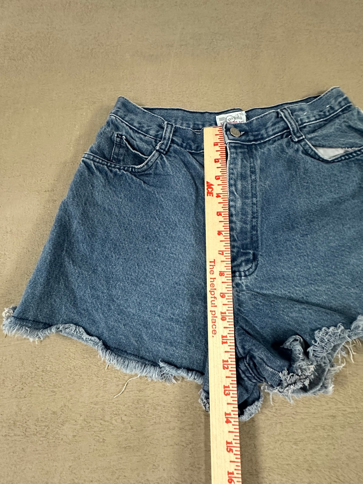 Vtg Denim Republic Jean Shorts Juniors 13/14 High Rise Mom Cut Off Fray USA MADE