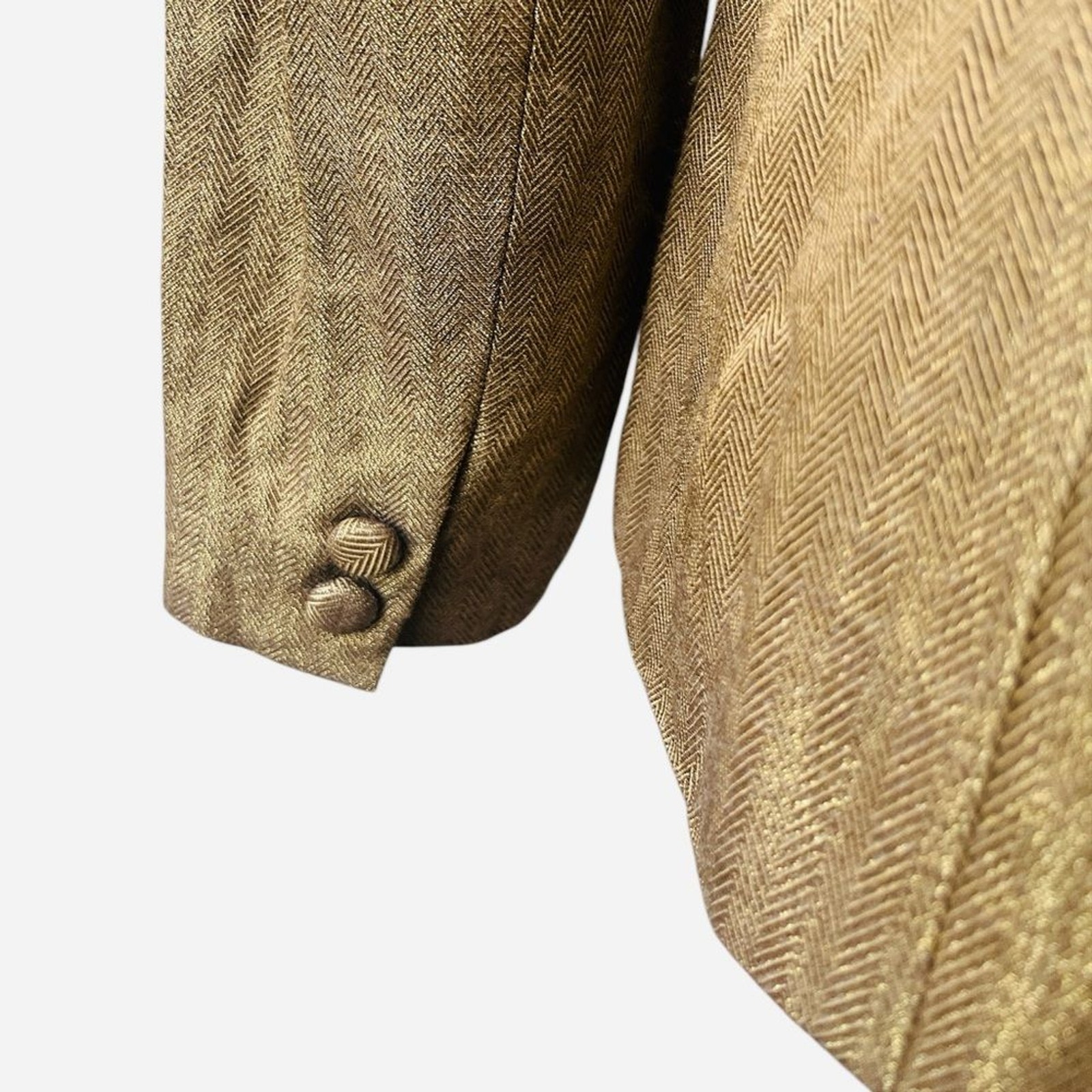 Vintage Kay Unger Size 8 Blazer Metallic Gold Herringbone Lightweight Wool