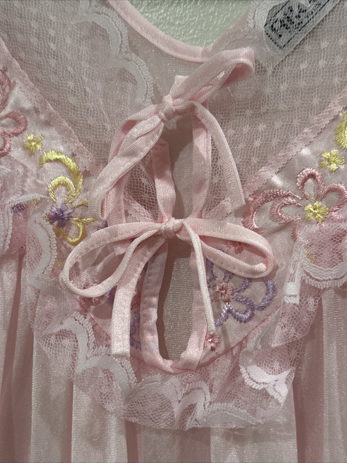 Rikki Of New York Long Nightgown Vintage Pink Nylon Size 46 NWT