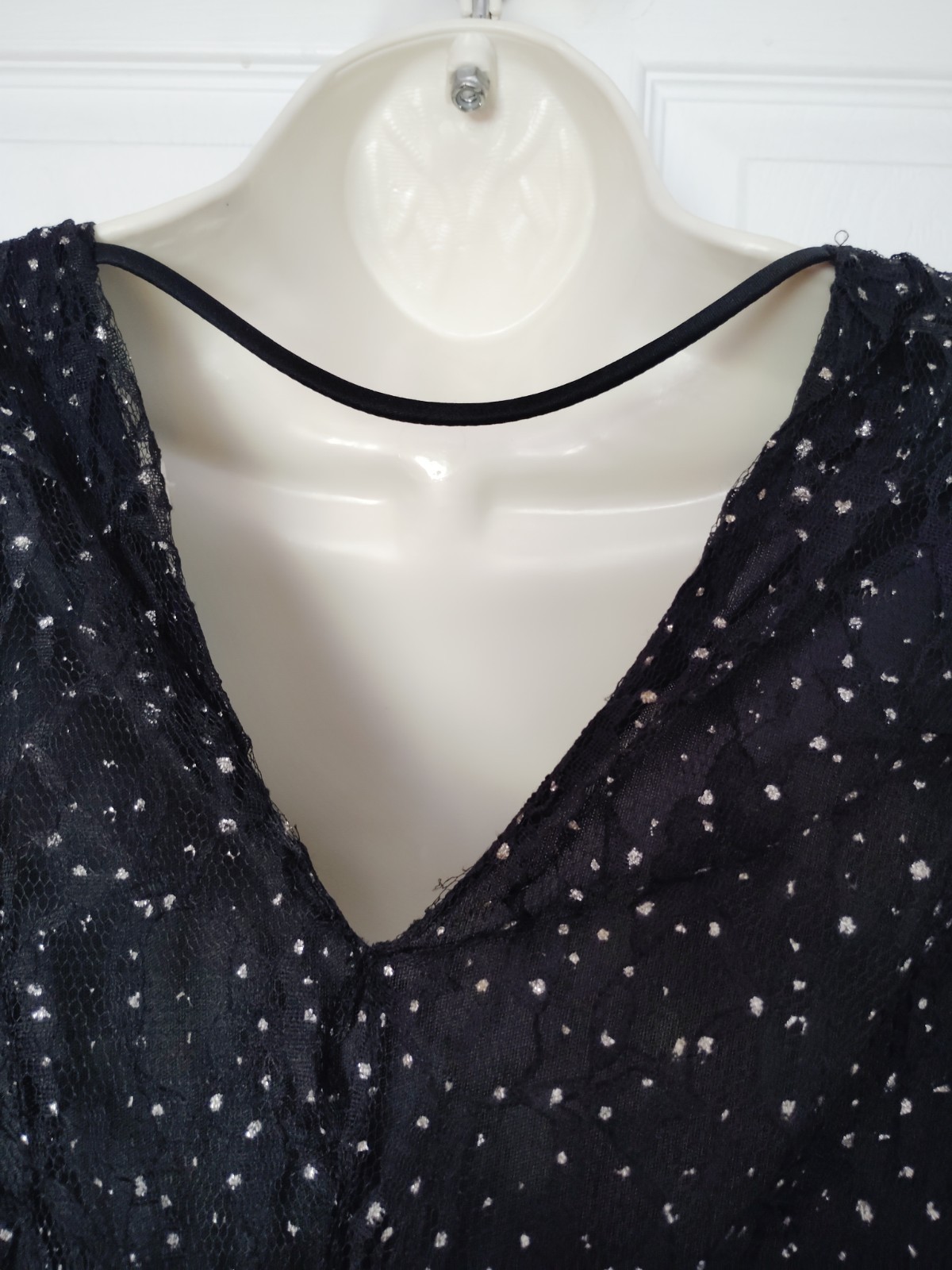 1980 PUNK GOTH FAIRY prom dress black silver lace layers handkerchief 8/10 USA
