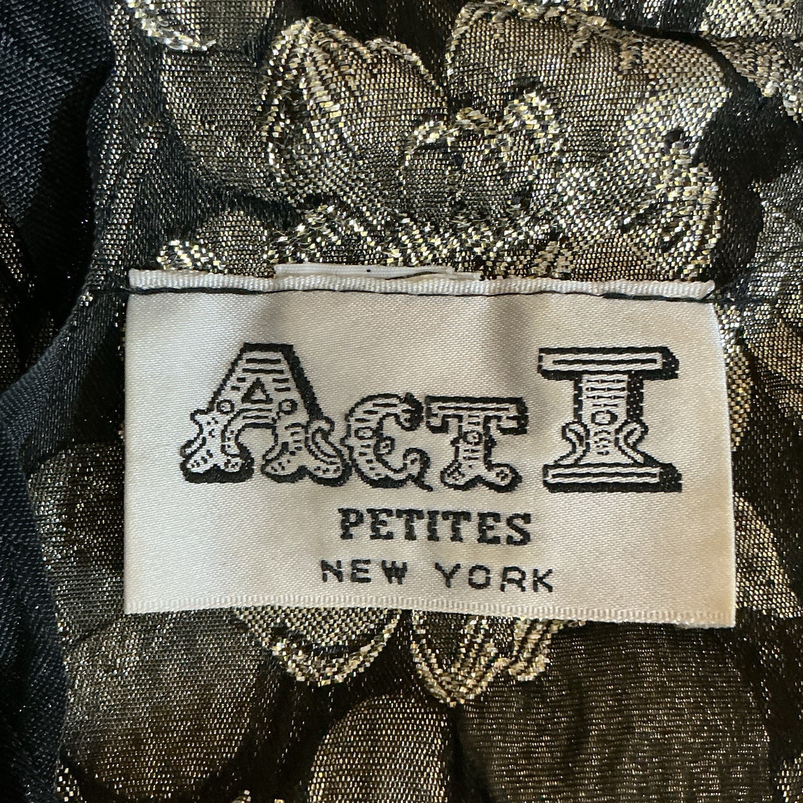 VINTAGE Act 1 Petites Size XS Floral Brocade Peplum Velvet Dress Cocktail #61C3