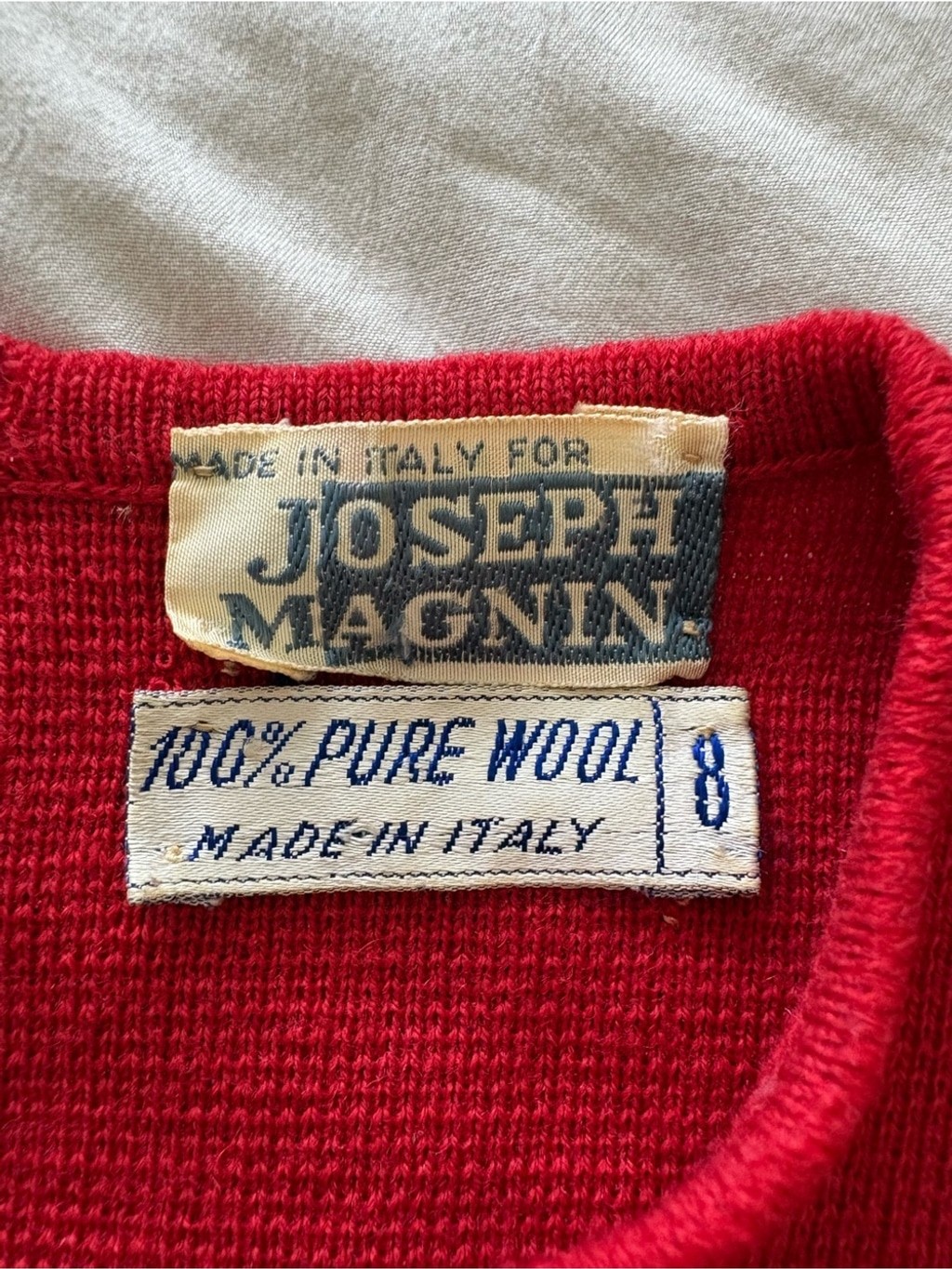 Joseph Magnin Pure Wool Red Long-Sleeve Knit Sheath Dress Size 8