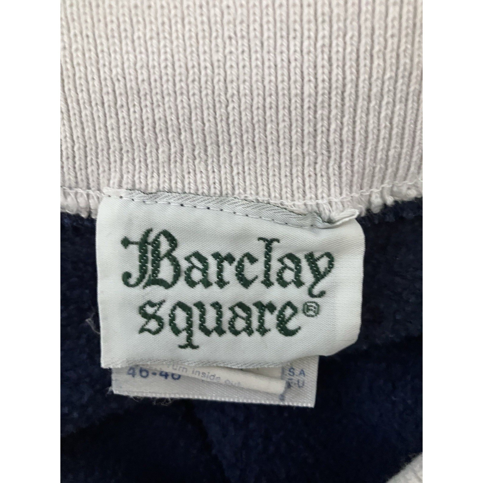 Vintage Blue Floral Barclay Square Hanes Sweatshirt With Collar Twee Size XL
