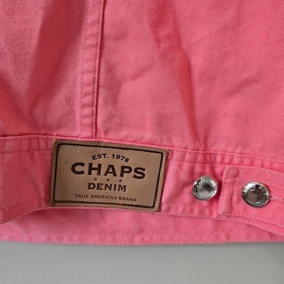 Chaps Pink Denim Trucker Jacket – Preppy Coastal Grandmother Style | Size 1X