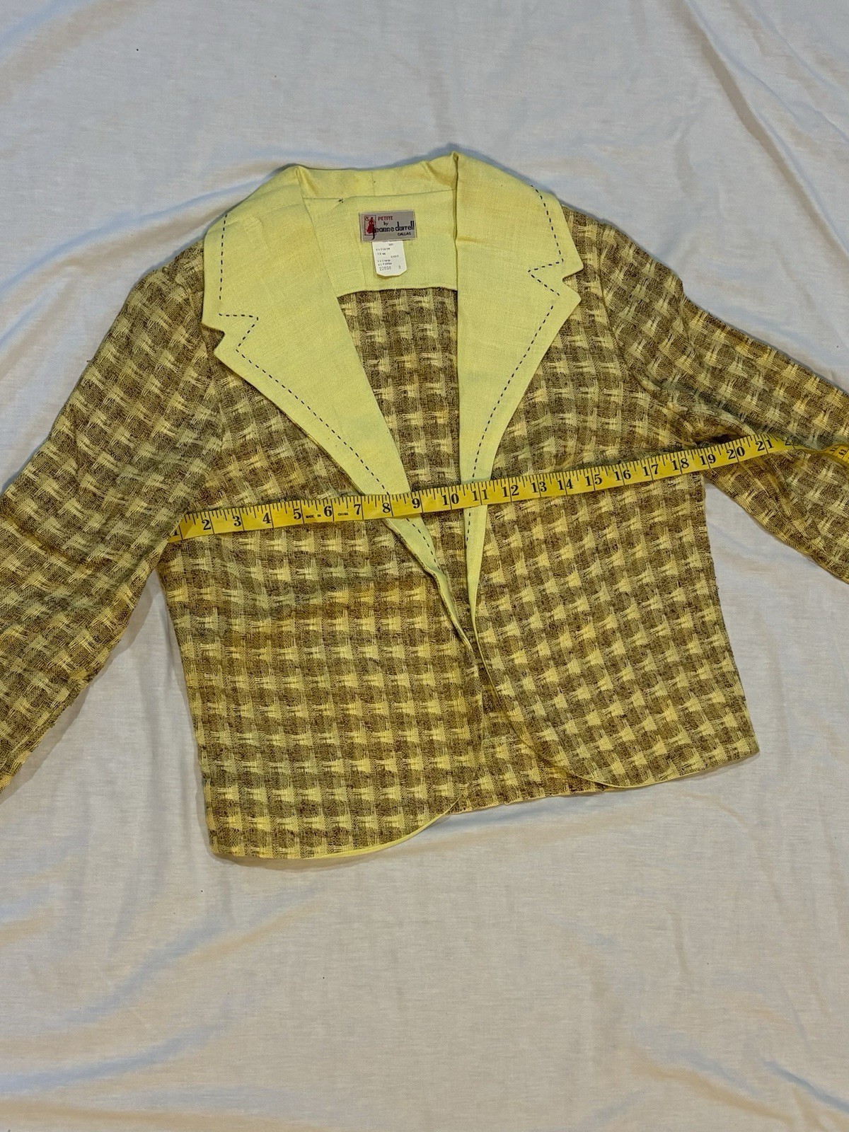 Vintage 60s 70s Jeanne Durrell Dallas 3 Pc Suit Mod Yellow Skirt Set Size 8