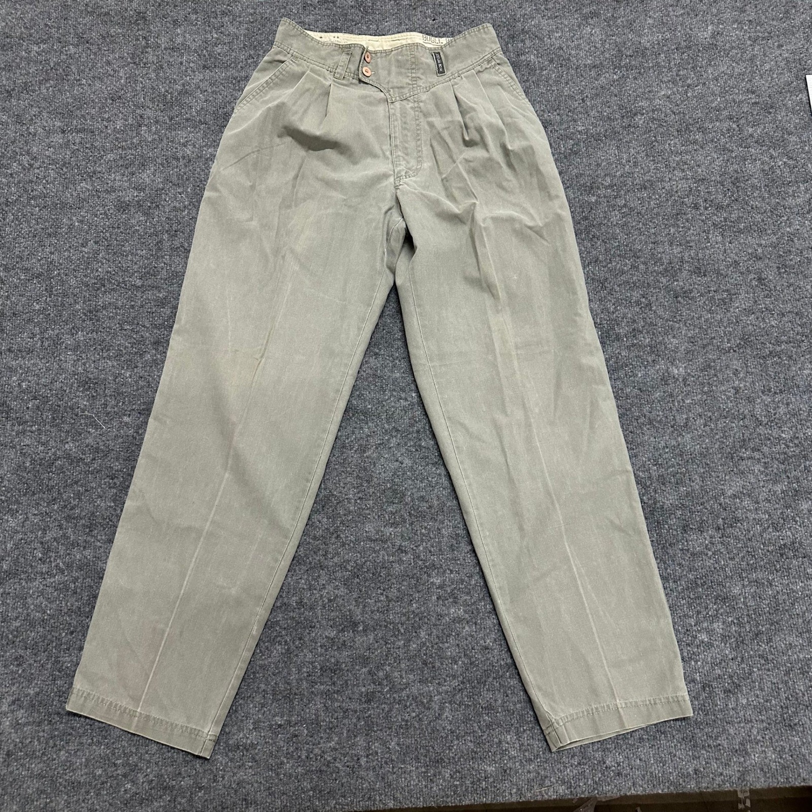 Bugle Boy Pleated Pants Womens Size 9 Olive Green High Waisted Vintage Tapered