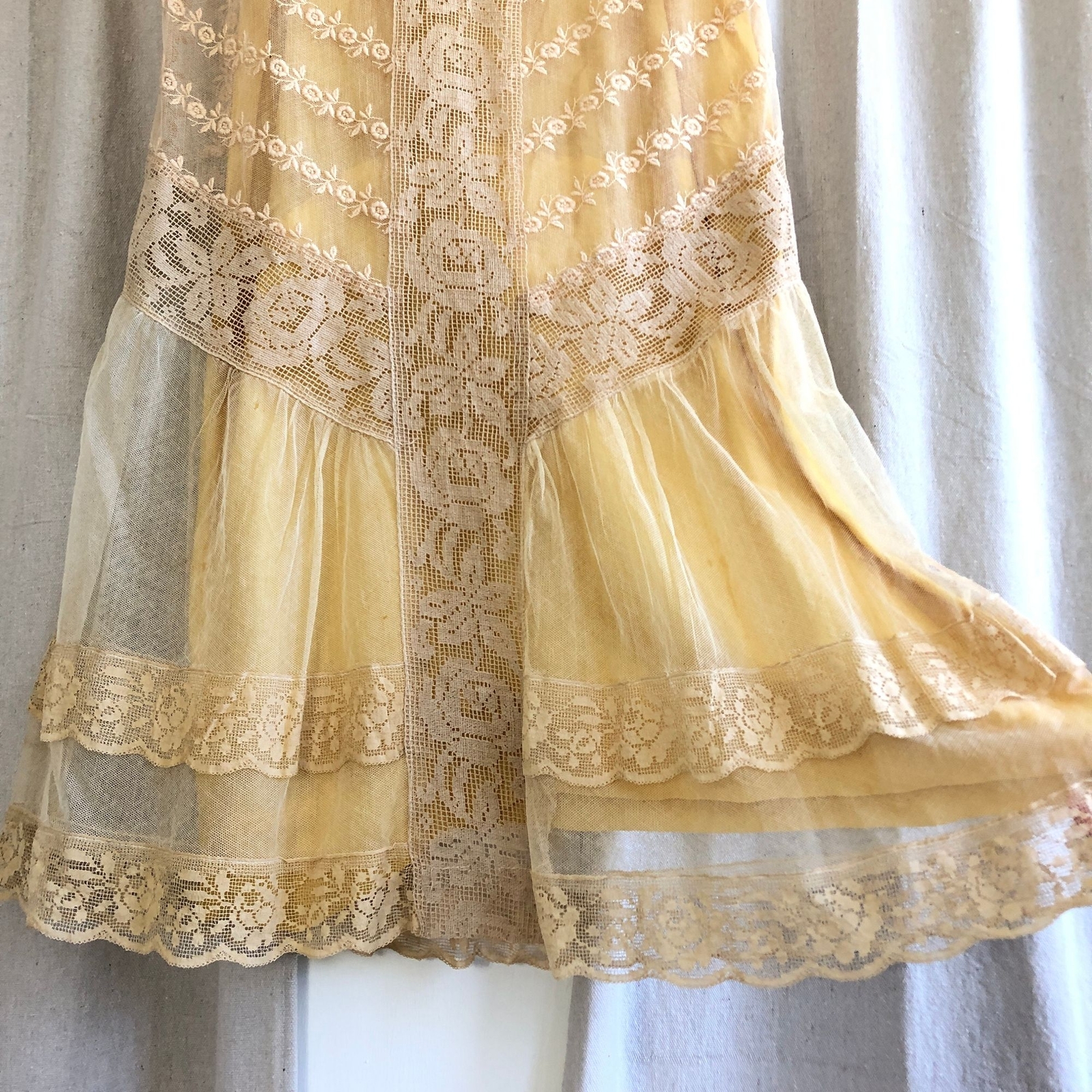 Vintage 1920s Sheer Mesh Net Crochet Drop Waist Dress + Silk Slip Coquette