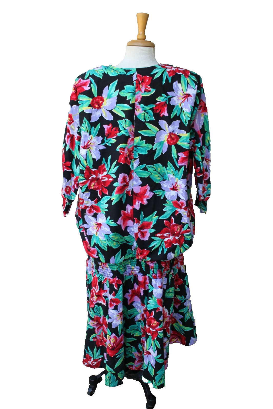 Tabby II Vintage 80’s Floral Drop Waist Dress 22 2X Whimsigoth