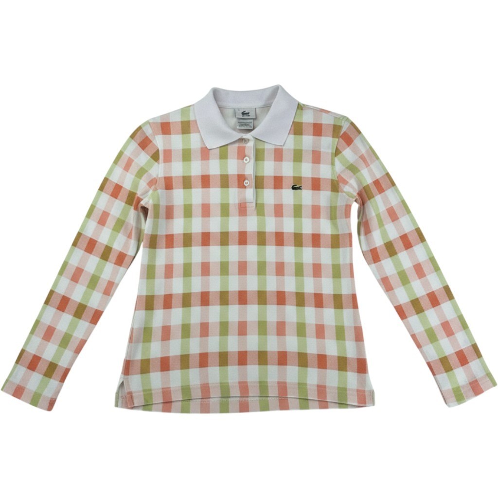 RARE Lacoste VTG Gingham Slim Fit Polo 4 Fits S Preppy Tenniscore Y2K Coquette