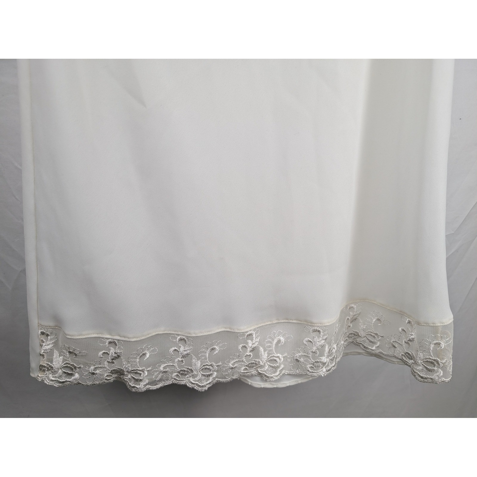 Vintage 80s Satin Lace Trim Half Slip 28″ Skirt Size M White Elastic Waist Retro