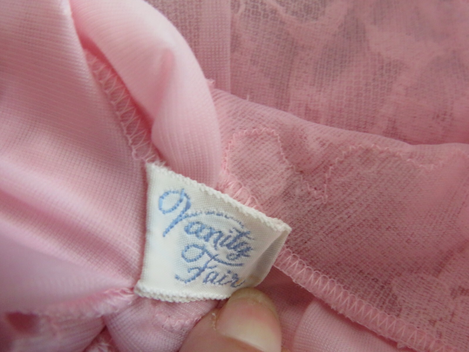 Size 34 Long Sheer Light Pink Nightgown by Vanity Fair – Sexy Lace Bust Flowing