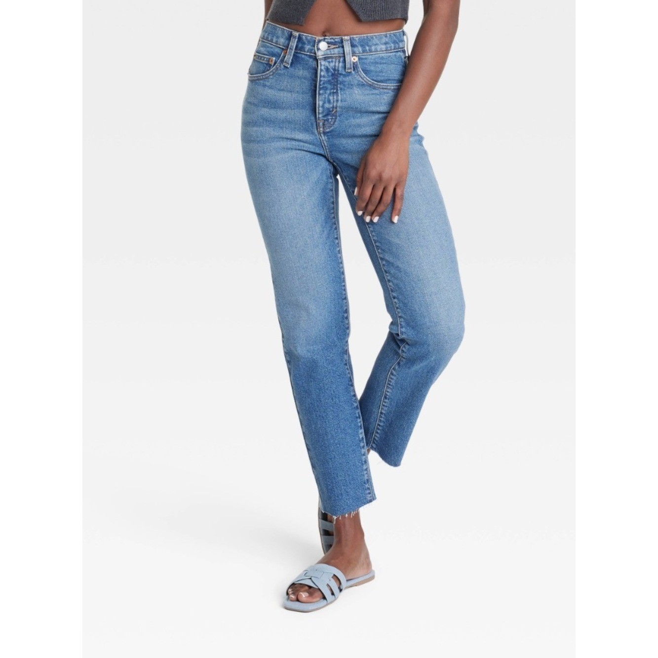 NWT 00 Mid Rise 80s Slim Medium Wash Button Fly Denim Jeans Universal Thread