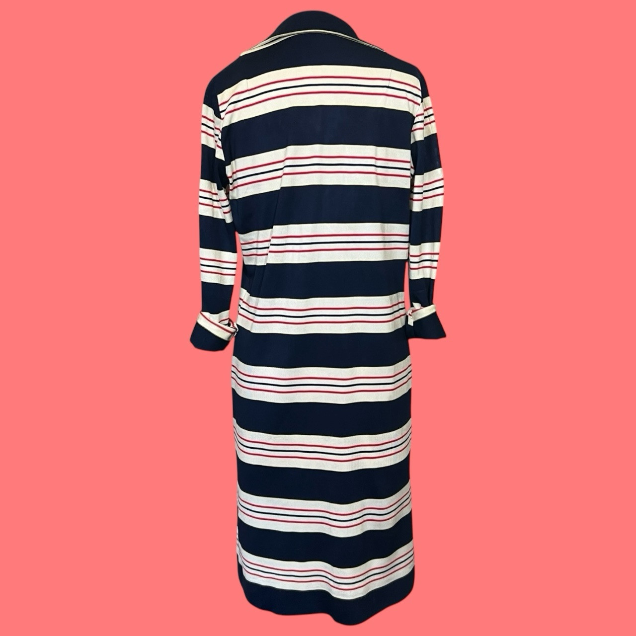60s VINTAGE Serbin Striped Swingin Sixties Shift Shirt Dress Mod Scooter Girl