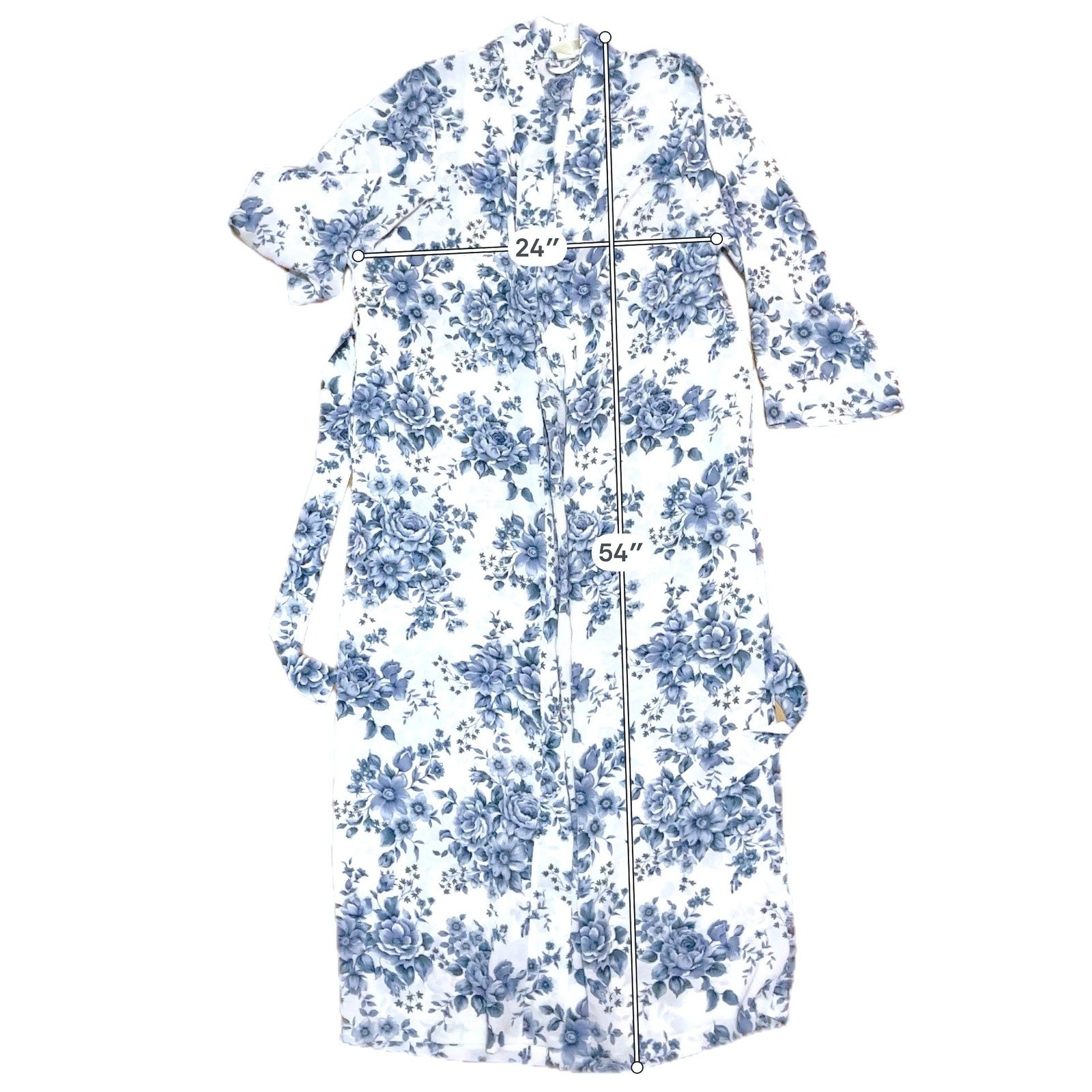 Victoria’s Secret Gold Label Blue White Floral Maxi Robe Slip Set Cottagecore