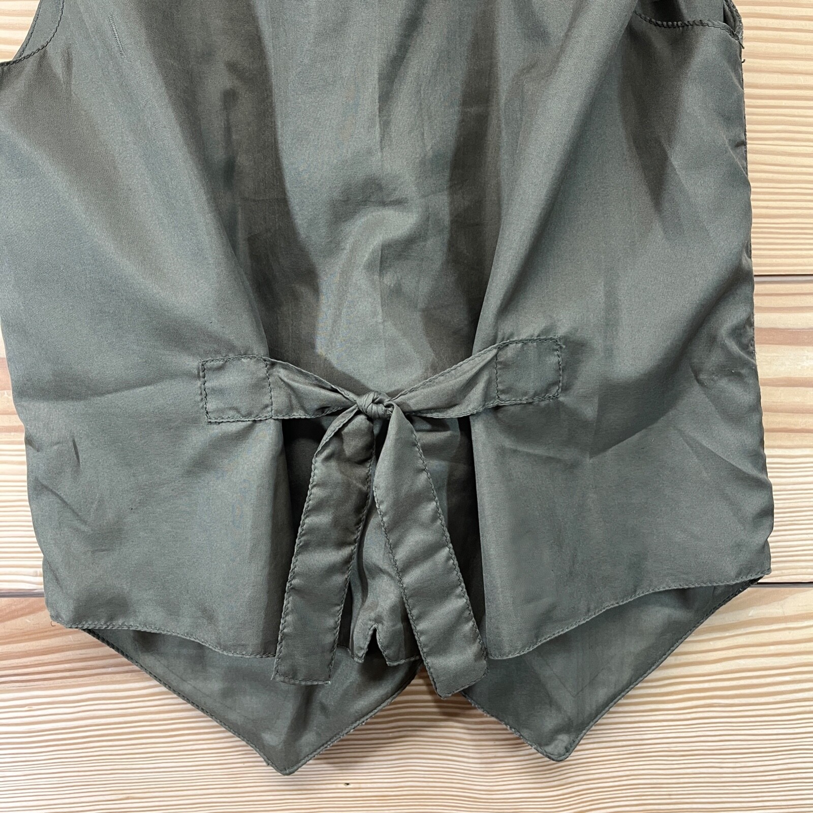 Vtg Van Heusen For Her Genuine Leather Vest Small Green Button Up Suede B97