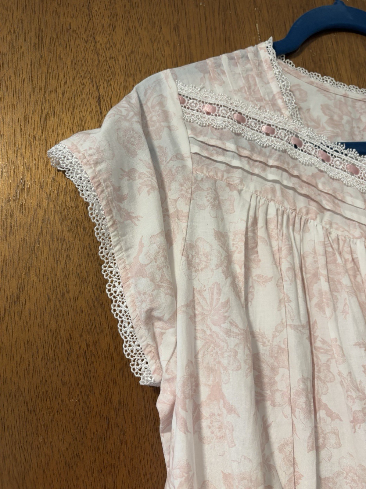 NOS Vtg Jc Penneys Delicates Night Gown Mumu Size Medium Pink Floral 100% Cotton