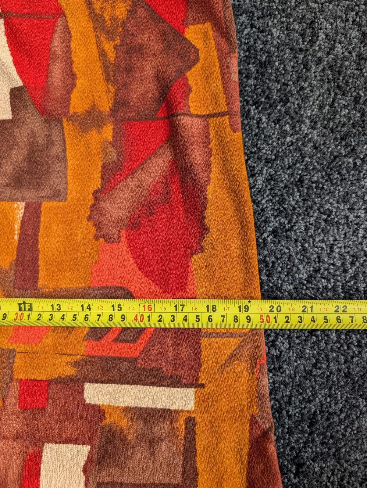 Vtg 70s Bark Cloth Caftan Dress MuuMuu Hand Made Abstract Geometric Hippie Boho