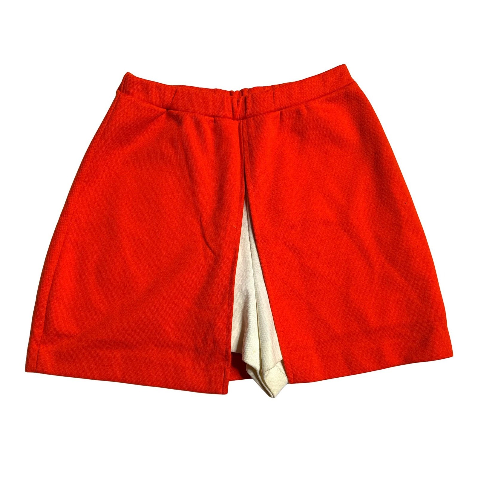 Vtg XS Aileen Brand Red Orange Skort split front white shorts mini XS micro