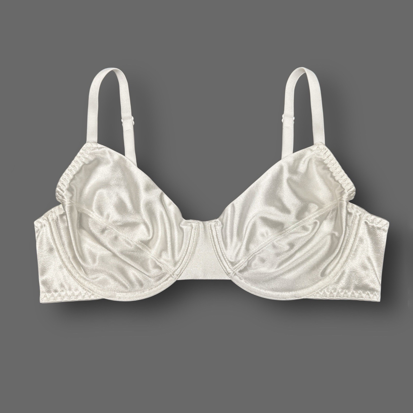 Retro Unlined Second Skin Satin Bra Ivory 38DD