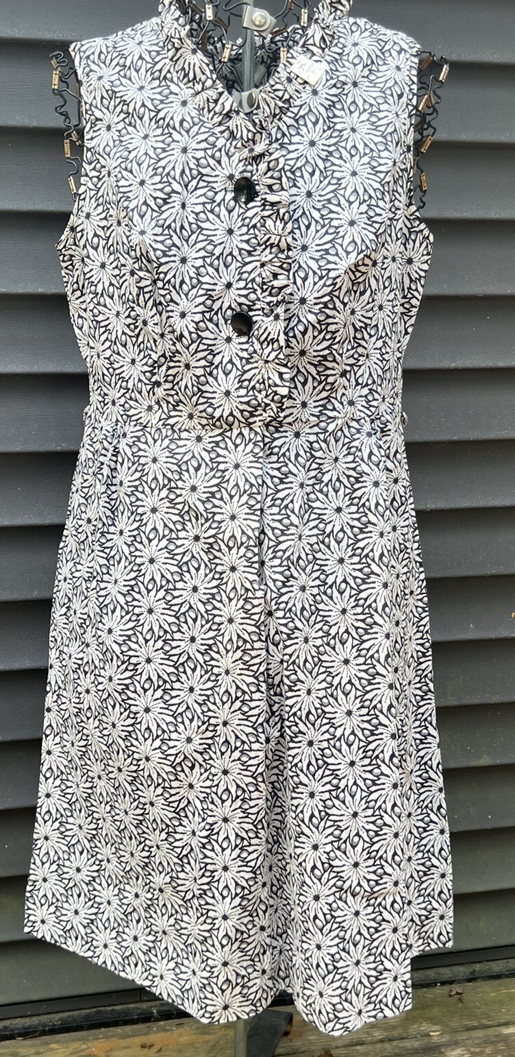 Women’s VTG House Dress Sleeveless Cotton 16.5” Sue Sherry NEW Ruffles Tags