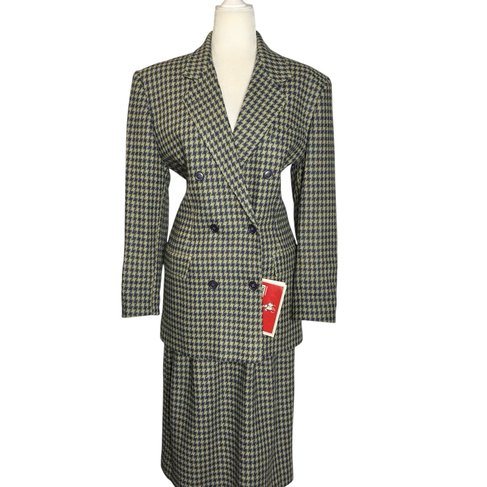 Peabody House Skirt Suit Wool Blend Houndstooth 2 Piece Academia Vintage 11/12