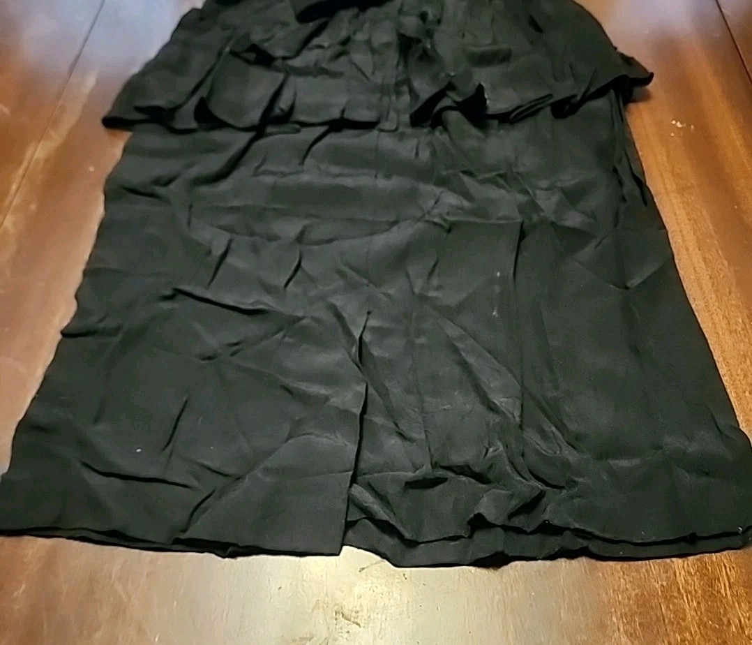 Vintage 90s Wednesday Addams Addams Family Black With White Lace Rayon Dress 5/6