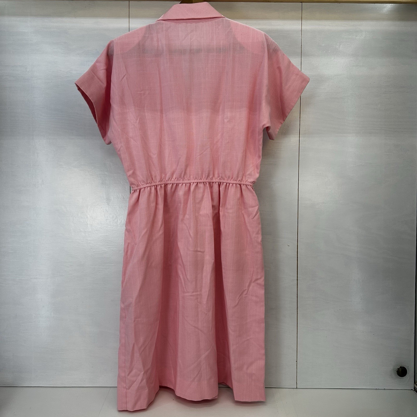 VTG Leslie Fay Womans Pink Shirt DressUSA Belted Pockets Cottagecore 90s 14 READ