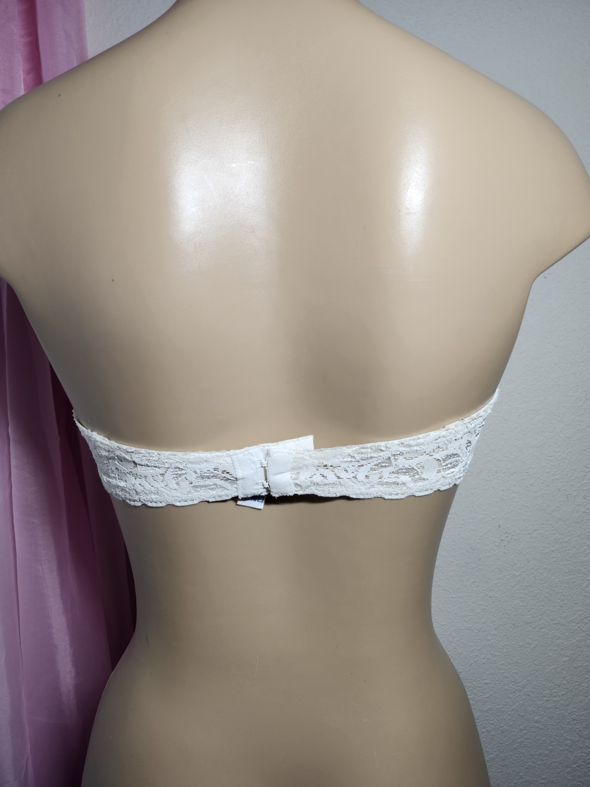 VTG Maidenform 34C Satin & Lace RENDEZVOUS Strapless Underwire Bra #8355 White