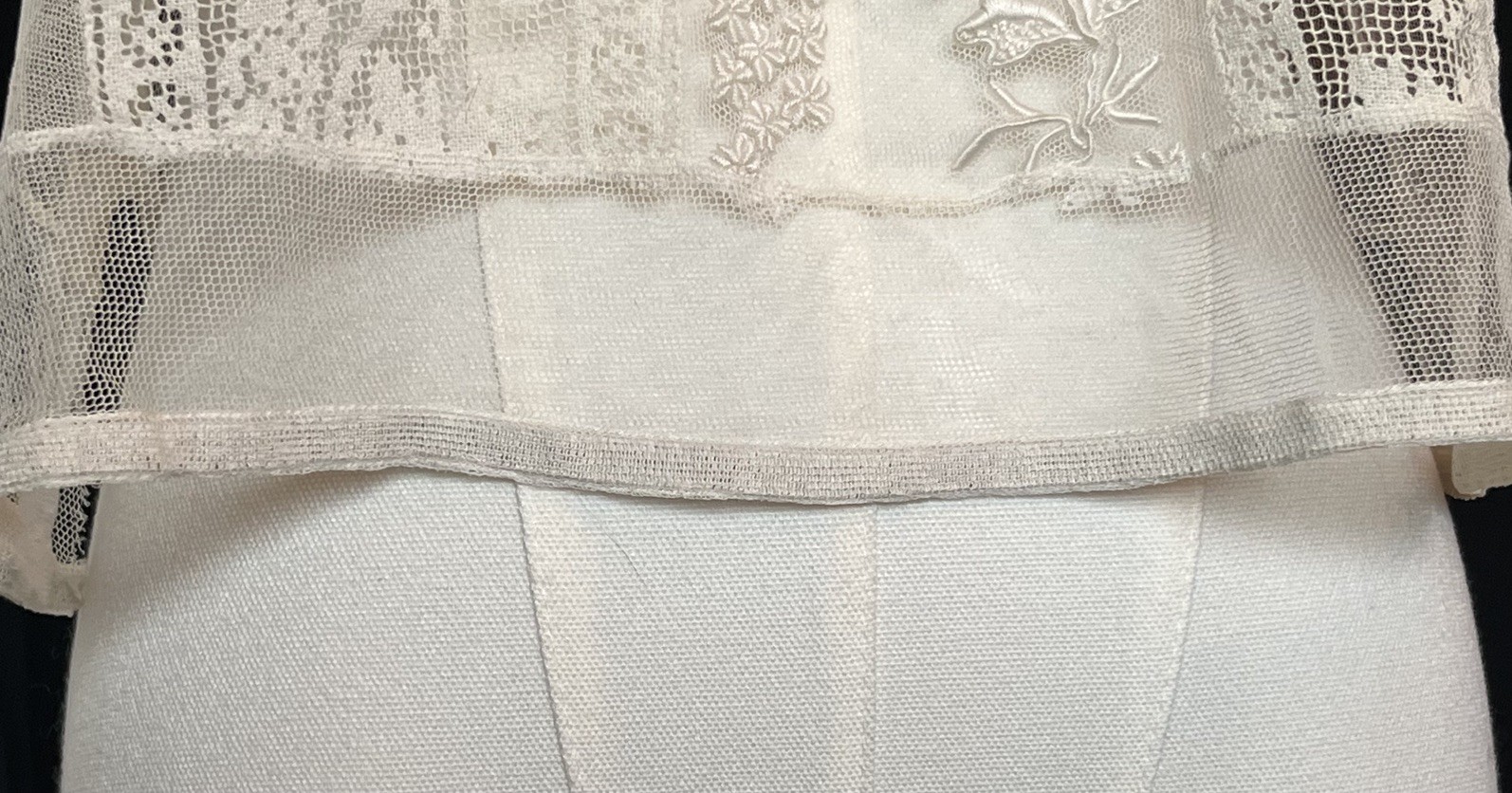 Antique Edwardian Sheer Net Camisole Lingerie Filet Lace French Knots Tulle S