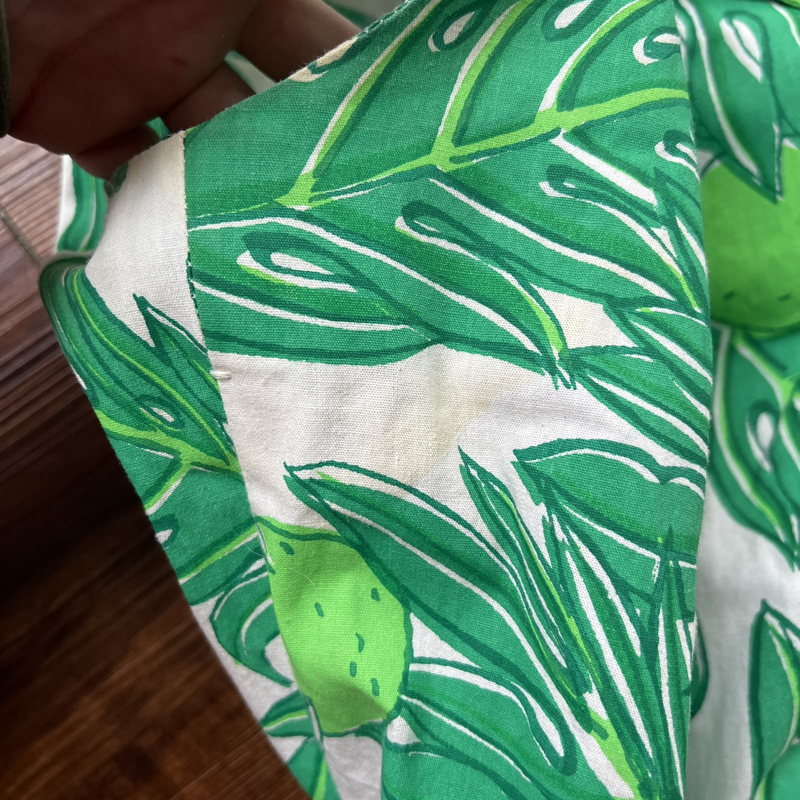 Vintage Ruth Clarage Green Palm Leaves + Lime Tunic + Hot Shorts Resort Set XS