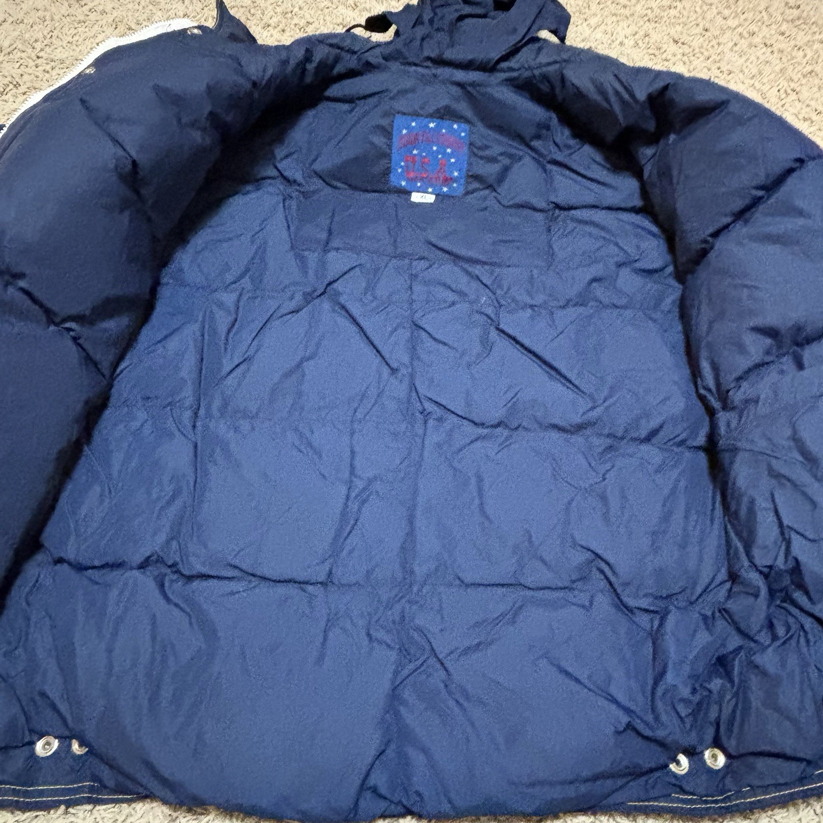 Down Filled Country USA vintage Zip Puffer Jacket blue Women’s XL