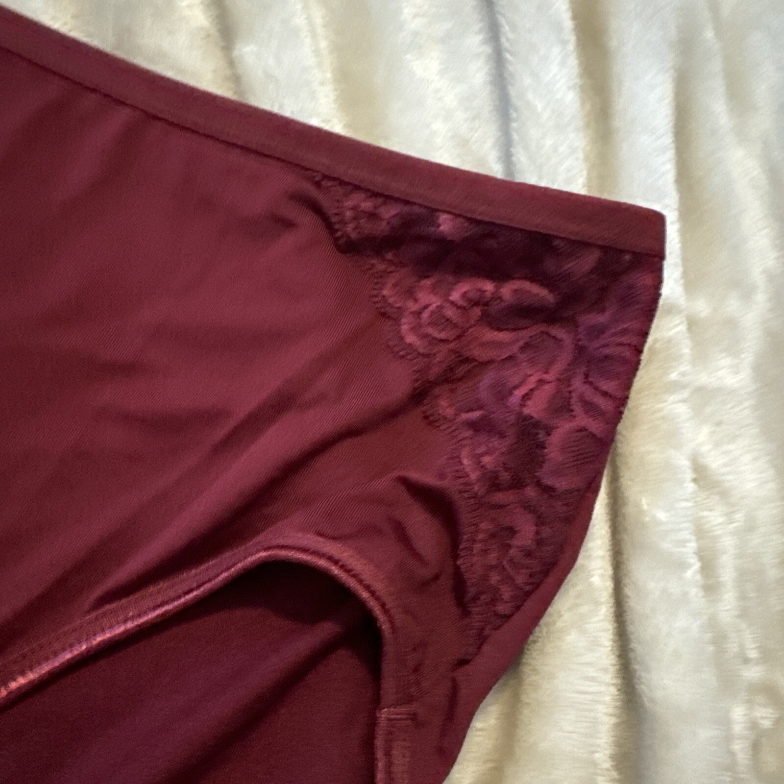 Vintage KATHY IRELAND polyester, spandex, lace trim, High Cut Bikini Panties 2X