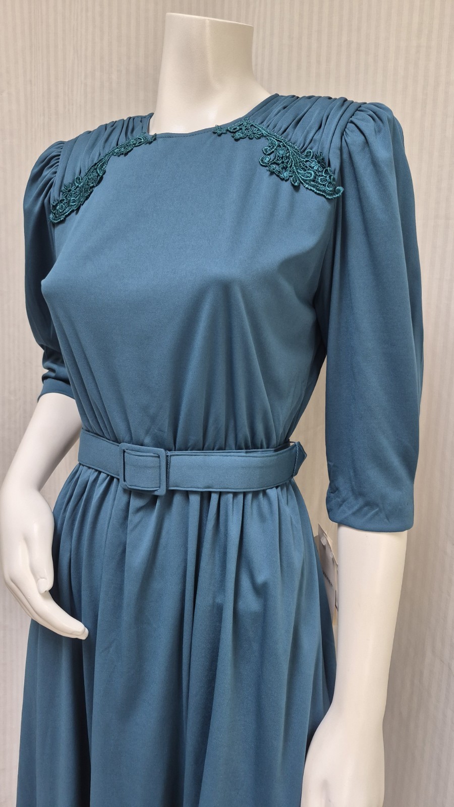 NWT Vintage 1980s TABBY CALIFORNIA Teal Dress with BELT – Size M