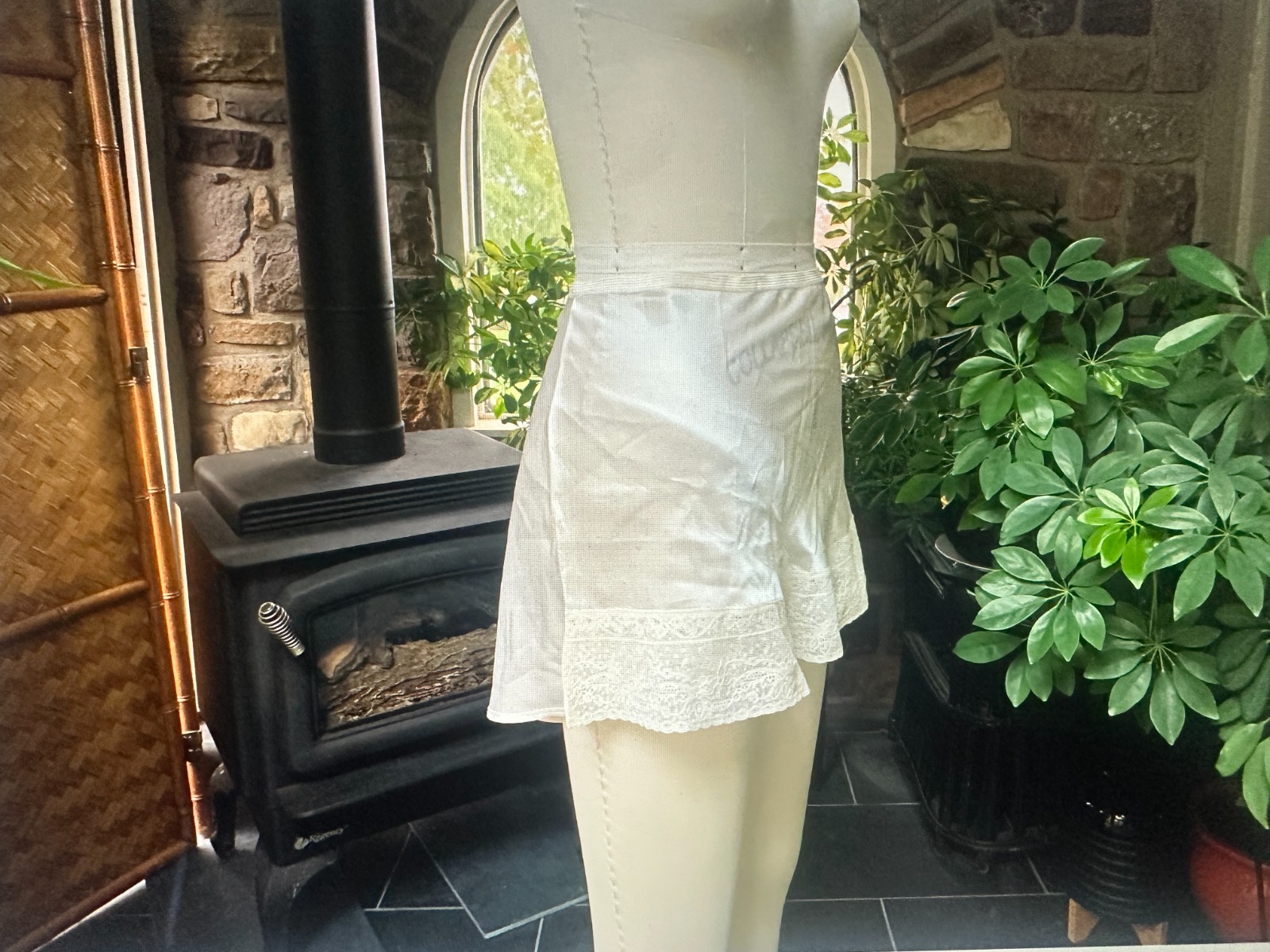 Vintage 1930s Silky Ivory Satin Rayon and Lace Step Ins Side Button Tap Pants