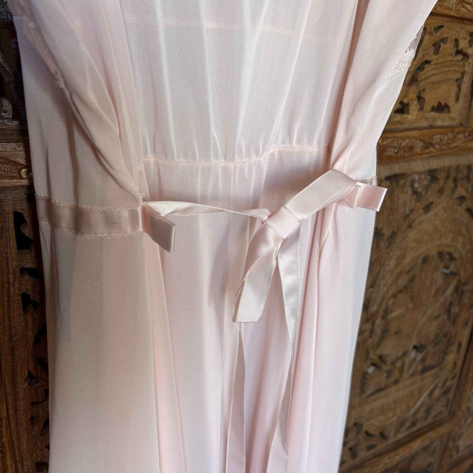 VtG Deadstock Luxite 40s 50s Romantic Pale Pink Nightgown Lace Bridal Slip Dress