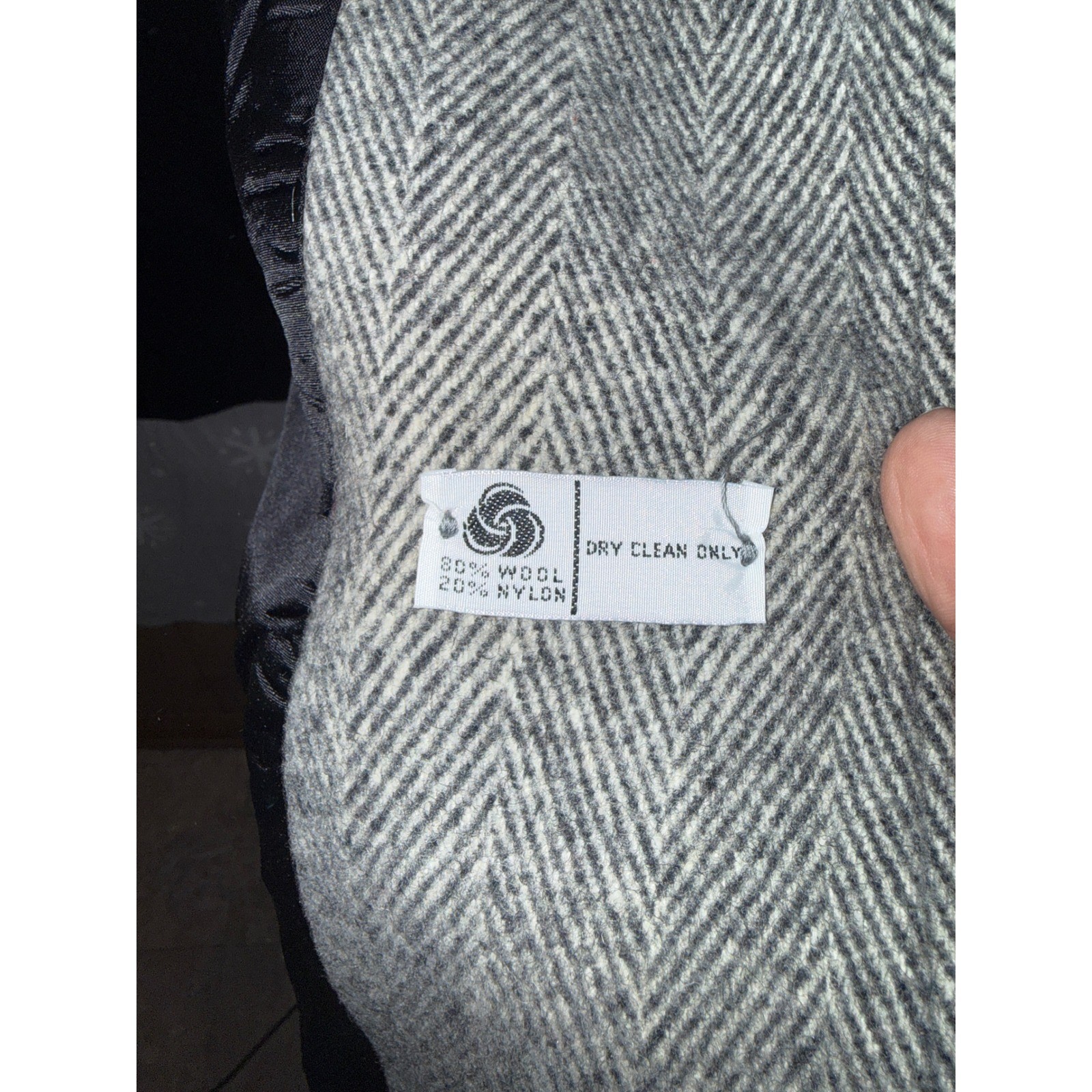 Noble Fashions Vintage Grey Herringbone Wool Blend Double Breasted Overcoat Coat